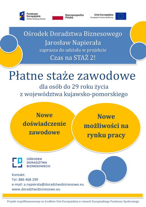 Plakat programu "Czas na staż"