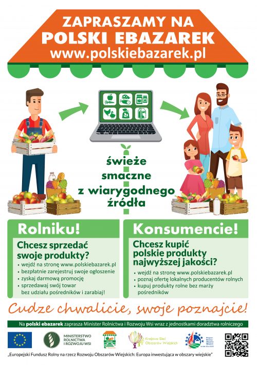 Plakat informacyjny dot. serwisu polskibazarek.pl