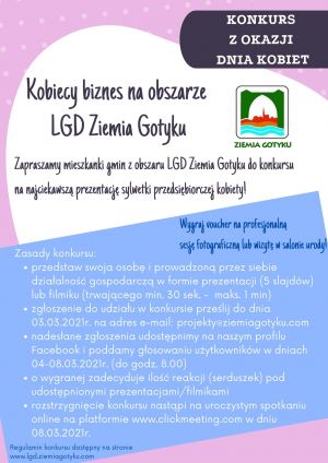 Kobiecy biznes na obszarze LGD Ziemia Gotyku - plakat informacyjny