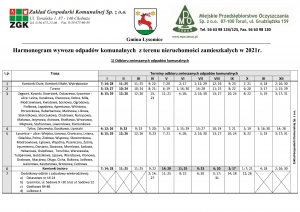 Harmonogram wywozu odpadów komunalnych