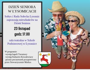 plakat z informacjami na temat Dzień Seniora w Łysomicach