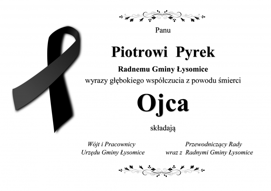Wyrazy głębokiego współczucia z powodu śmierci Ojca