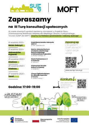 Od 11 września do 2 października br. czekamy na Państwa opinie dotyczące zapisów Planu Zrównoważonej Mobilności Miejskiej...