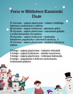 Program ferii zimowych w Bibliotece