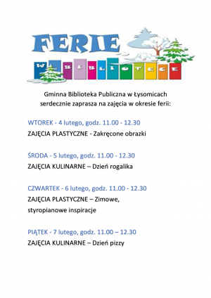 Program ferii zimowych w Bibliotece