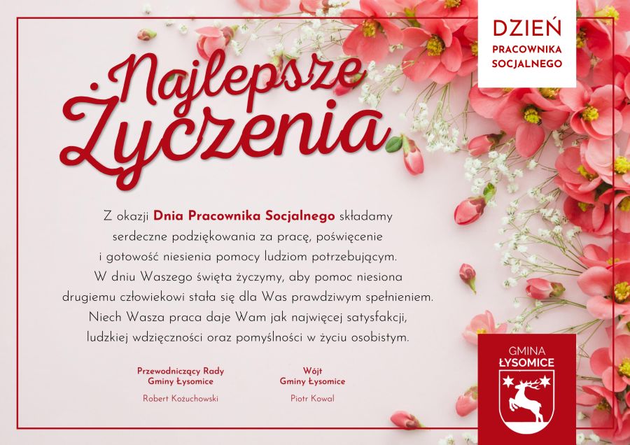 Życzenia z okazji Dnia Pracownika Socjalnego