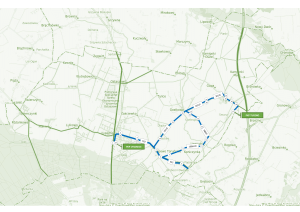 Linia L4 - Łysomice-Turzno-Łysomice - mapa z zaznaczoną trasą