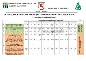 Harmonogram wywozu odpadów komunalnych w 2025 r.