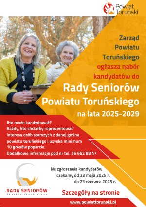 Nabór do Rady Seniorów Powiatu Toruńskiego - zgłoś swoją kandydaturę!