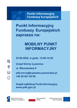 Punkt Informacyjny Funduszy Europejskich zaprasza na "Mobilny Punkt Informacyjny"