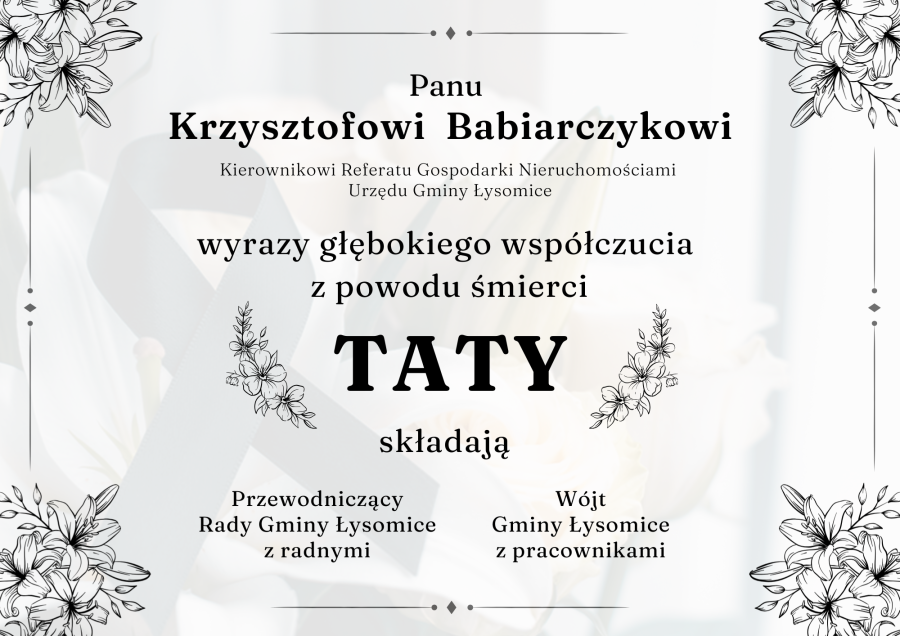 Wyrazy głębokiego współczucia z powodu śmierci...