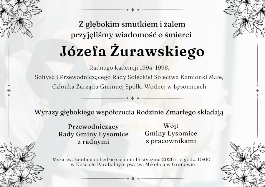 Wyrazy głębokiego współczucia z powodu śmierci...