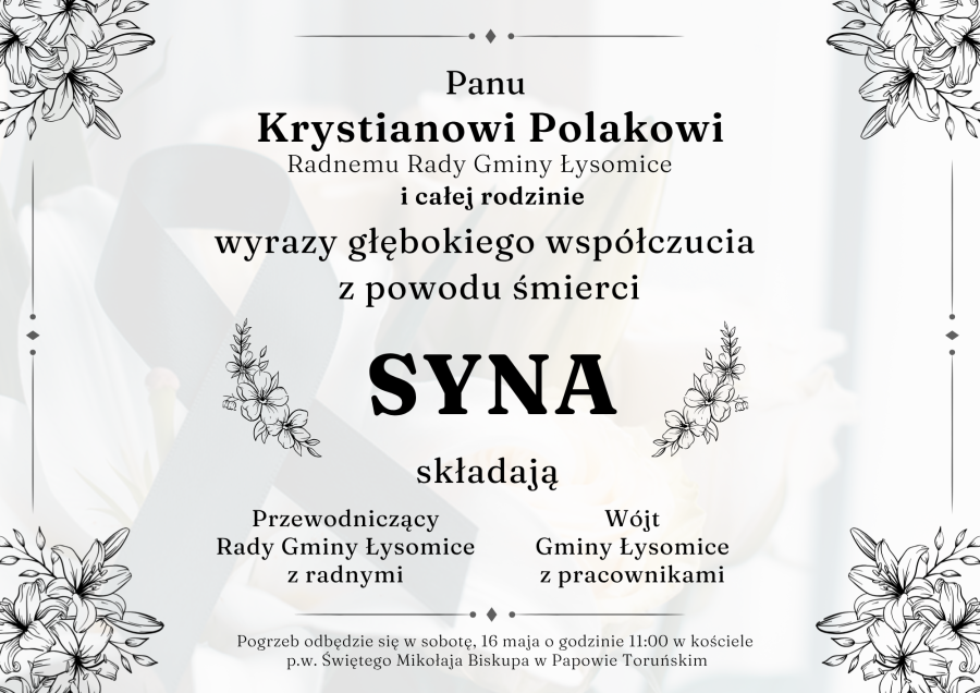 Wyrazy głębokiego współczucia z powodu śmierci