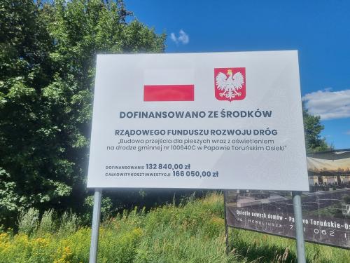 Budowa przejścia dla pieszych wraz z oświetleniem w Papowie Toruńskim Osieki